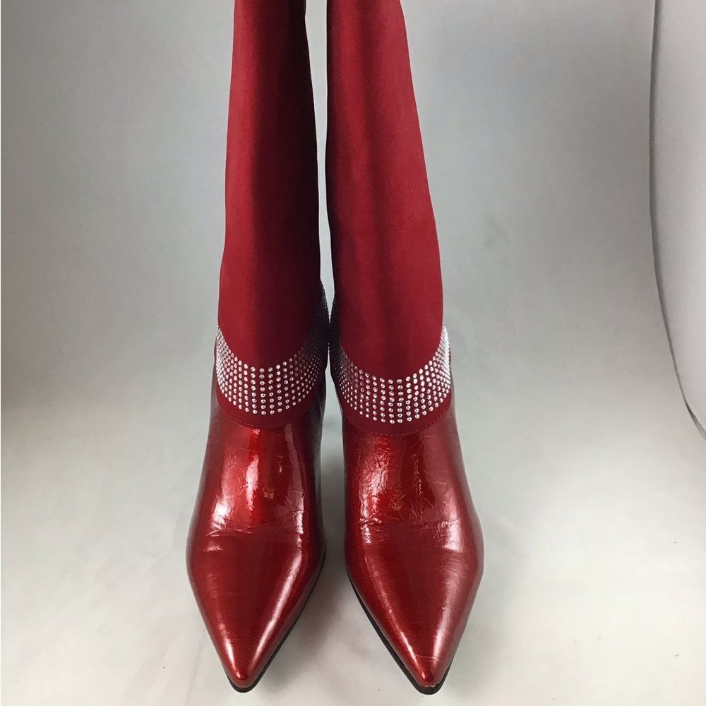 Italina red patent leather boots size 10.